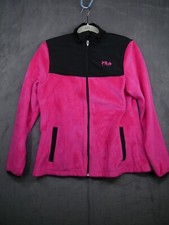 Women s Size Small Fila Sport Fleece Zip Jacket Black Hot Pink