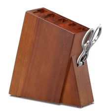 TURWHO Acacia Wood Kitchen Knife Block Storage Holder With Shears Scissors Set