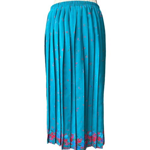 Vintage Leslie Faltenrock Größe 12 Blumenmuster Abstraktes Muster Midi, Landhaus - Bild 1 von 7