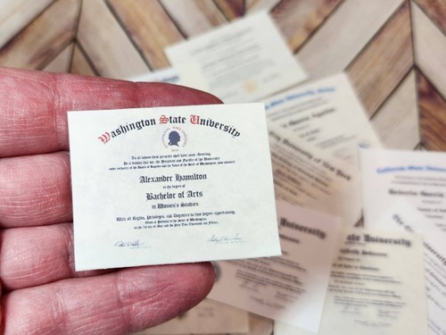 SCALA 1/6 miniatura PERSONALIZZATO diploma universitario, matrimonio, certificato di nascita, ecc. - Foto 3 di 11