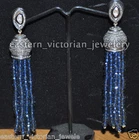 3.79ctw Rose Antique Cut Diamond Sapphire Silver Vintage Stunning Tassel Earring