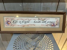 Vintage “Life is Fragile, Handle With Prayer” Framed Art/Decor
