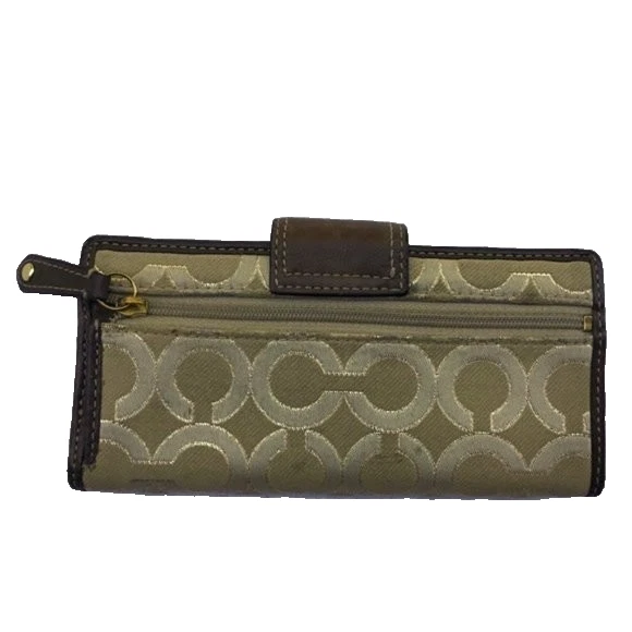 Cartera sin asas Coach Signature logotipo C antigua de lúrex Foto 3 de 4