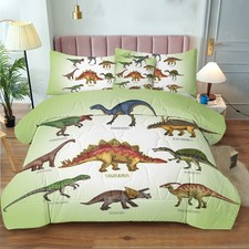 Dinosaur Comforter Set for Boys, 3 Pieces Cartoon Bedding Set