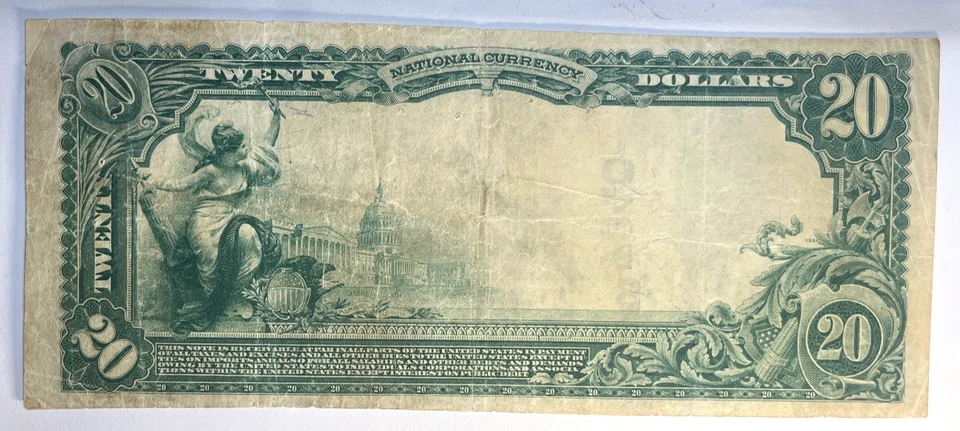 1914 $20 LA CIUDAD BANCO NACIONAL DE FORT SMITH, AR, MONEDA NACIONAL K 765130D Foto 2 de 2