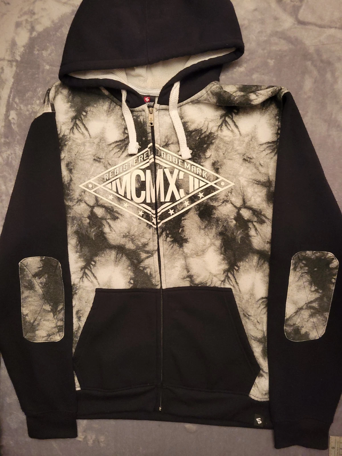 Southpole Full Zip Thermal Hoodie Men XL XLarge Y2K Cyber Skate Retro Tie Dye