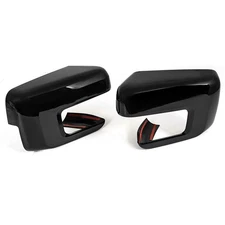 2X Gloss Black Side Door Mirror Cover 2021-2024 For Ford F150 W/Turn Signal Hole