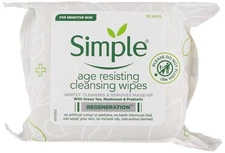 Simple AGE-RESISTING Cleansing Wipes, Count of 25-FREE SHIPPING-PACK OF 2