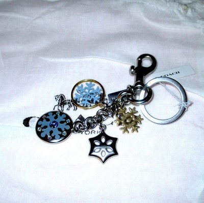 NWT Coach Rhinestone Snowflake Cluster Key Fob Keychain Bag Charm