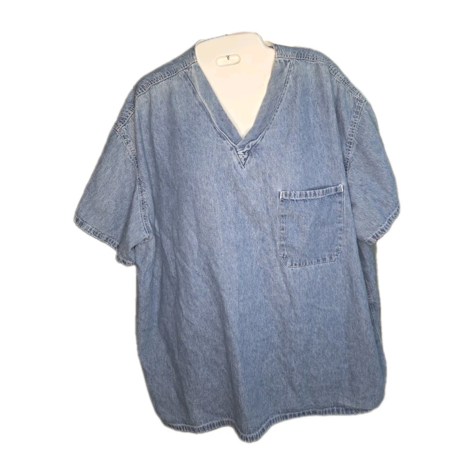 Fundamentals By White Swan Scrub Top V Neck Size XL Blue Denim - Image 2 of 4