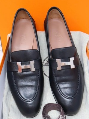 エルメス　ローファー　ハイヒール　38 Hermes black leather paris loafers Size 38 | eBay