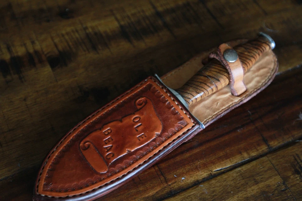 CUSTOM FIXED BLADE KNIFE DAGGER by JOHNNY HAMLET OF CLUTE TX w/ CUSTOM SHEATH - Image 4 of 4