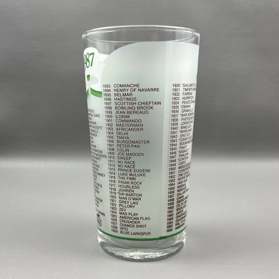 Vintage 1987 Official Belmont Stakes Glass Horse Racing 5.25" - Image 3 of 4