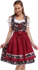 KOJOOIN Women's Oktoberfest Dress 3 Pieces Dirndl Medium, Burgundy-24