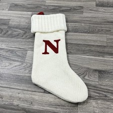 Wondershop Monogrammed 17  Knit Christmas Stocking  N  White- Red Letter