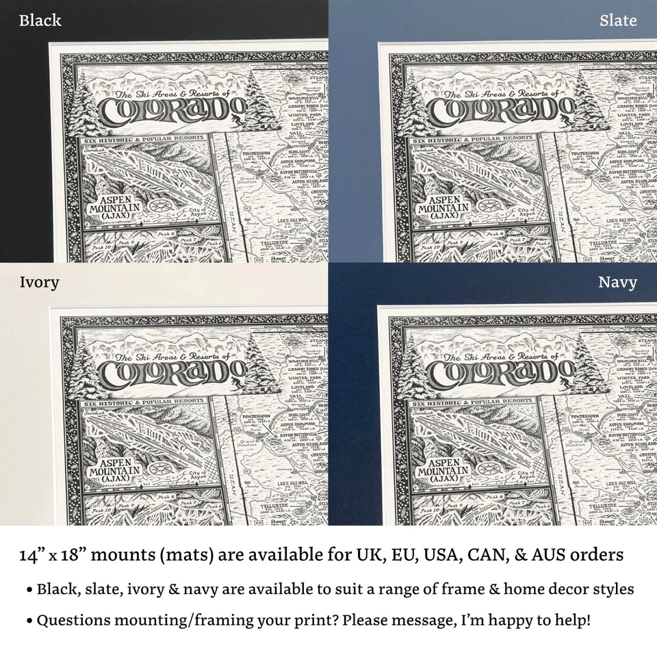 Map of Colorado Ski Areas & Resorts [with mount] - Fine Art by Manuscript Maps - Image 4 of 4
