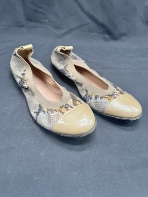 Anyi Lu Snakeskin Patent Handmade In Italy Ballet Flats Women Sz 39 Gray Sz 8.5