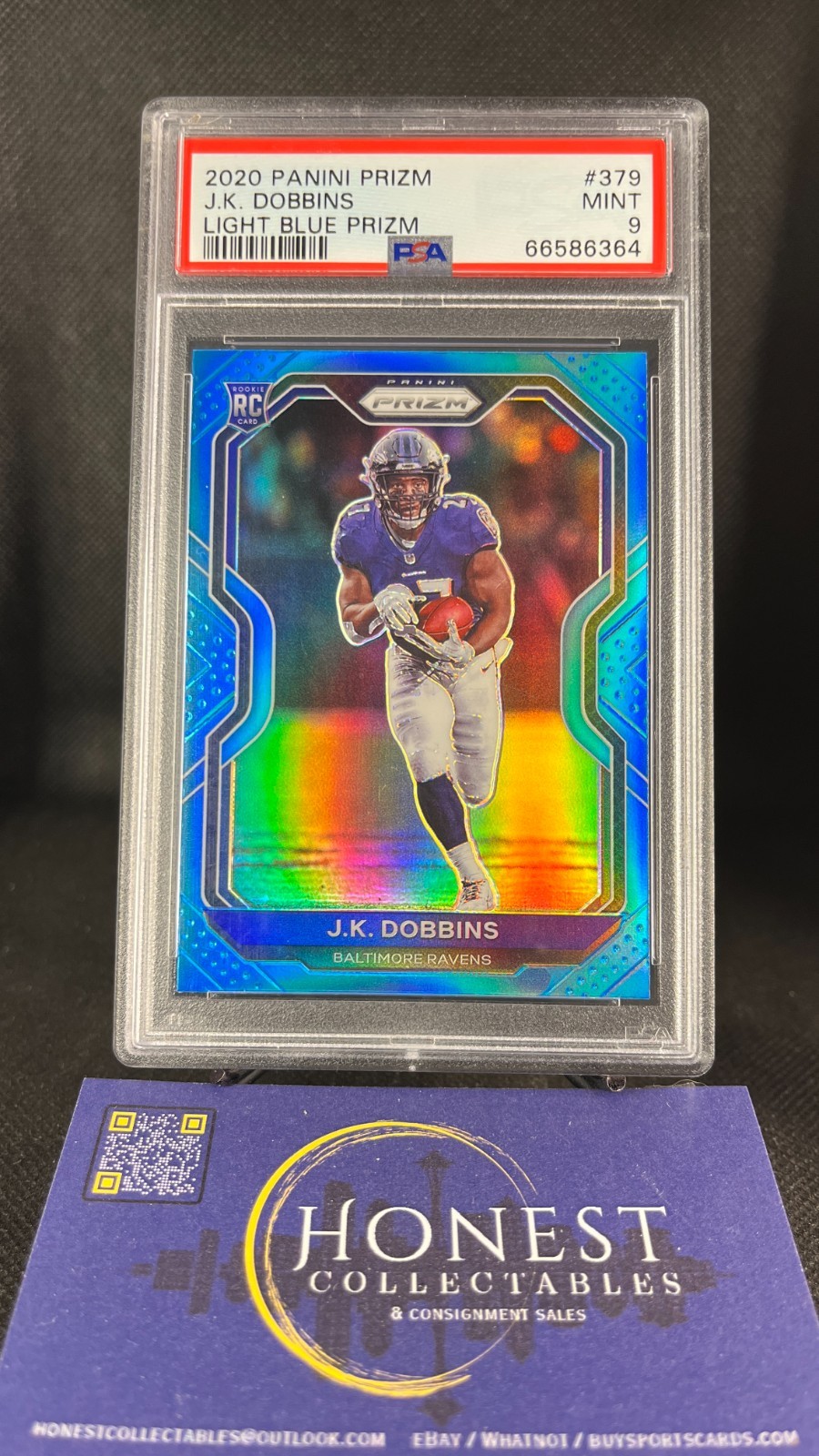 J.K. Dobbins (RC) Grade PSA 9 - 2020 Panini Prizm Light Blue Prizm #379