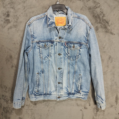 Levis Jacket Adult Large Blue Denim Trucker Worn Look Classic Cowboy 72334 Mens