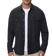 Frye Men's Western Vintage Denim Button-Down Shirt BLACK Wash Sz XL NWT NEW!!!