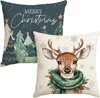 BäUme Rentier Schneeflocken Frohe Weihnachten KissenbezüGe 2Er Set, 50X50 Cm Mer