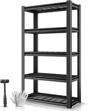 5-Tier Storage Shelves, 72" H Heavy Duty(3000Lbs Capacity) Adjustable Garage She