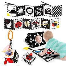 3 PCS Black and White High Contrast Baby Toys for Newborn, Montessori Toy Sen...