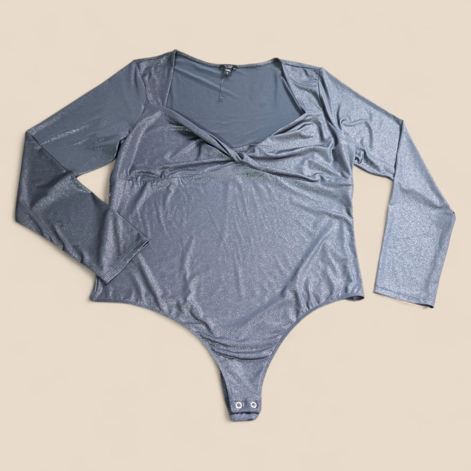 Body Express Body Contour Mujer XL Metálico Plateado Manga Larga Adelgazante Nuevo Foto 2 de 4
