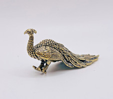 Solid Brass Peacock Bird Mini Statue Ornament Figurines + gift bag