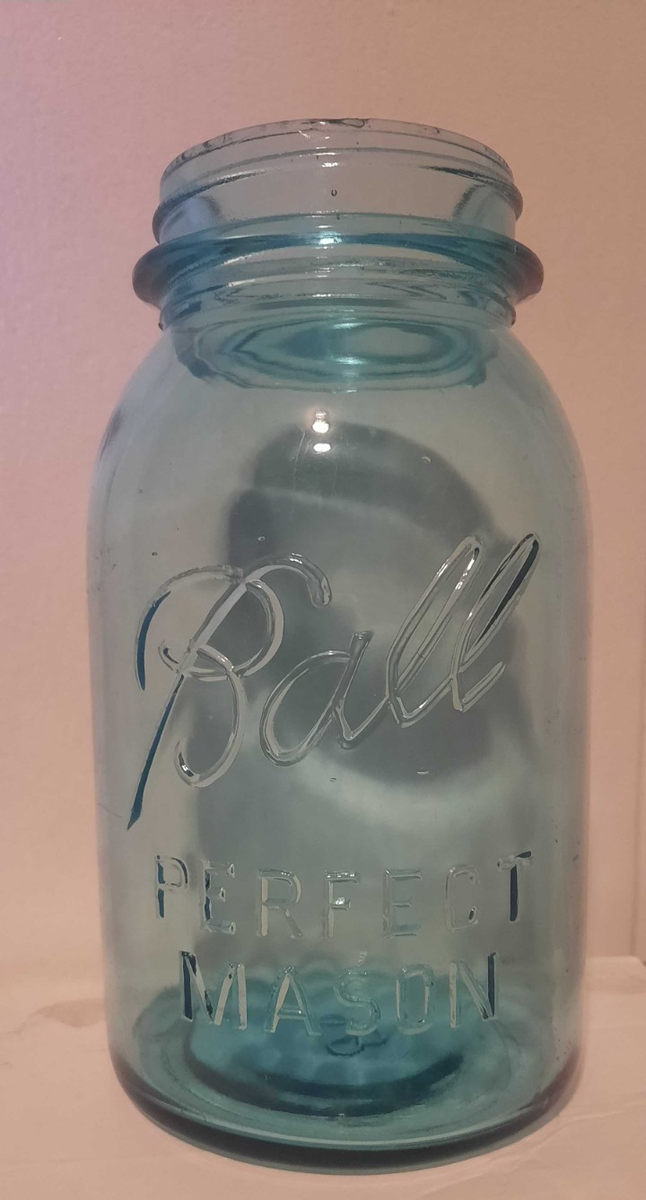 RARE Antique Blue Ball Perfect Mason Jar #13 W Double Seam Error