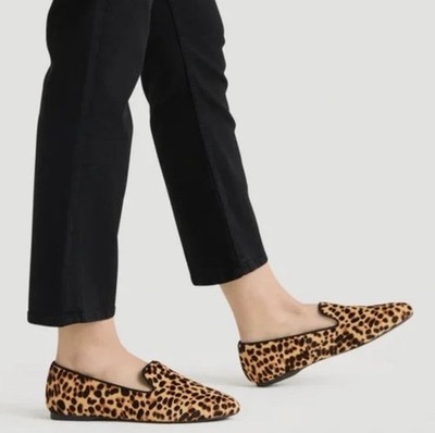Birdies The Starling Cheetah Print Flats Women 7.5 Calf Hair Slip On Loafer Shoe