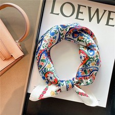 100% Mulberry Silk 20'' Small Square Scarf Neckerchief Headscarf Paisley Flower*