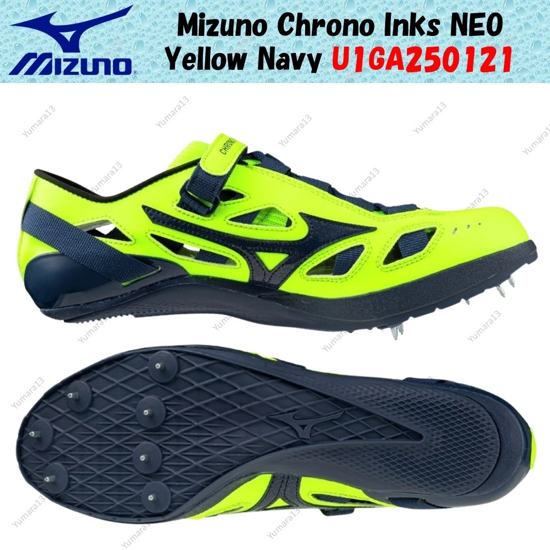 Mizuno Chrono Inks NEO Yellow Navy U1GA250121 Men's Size