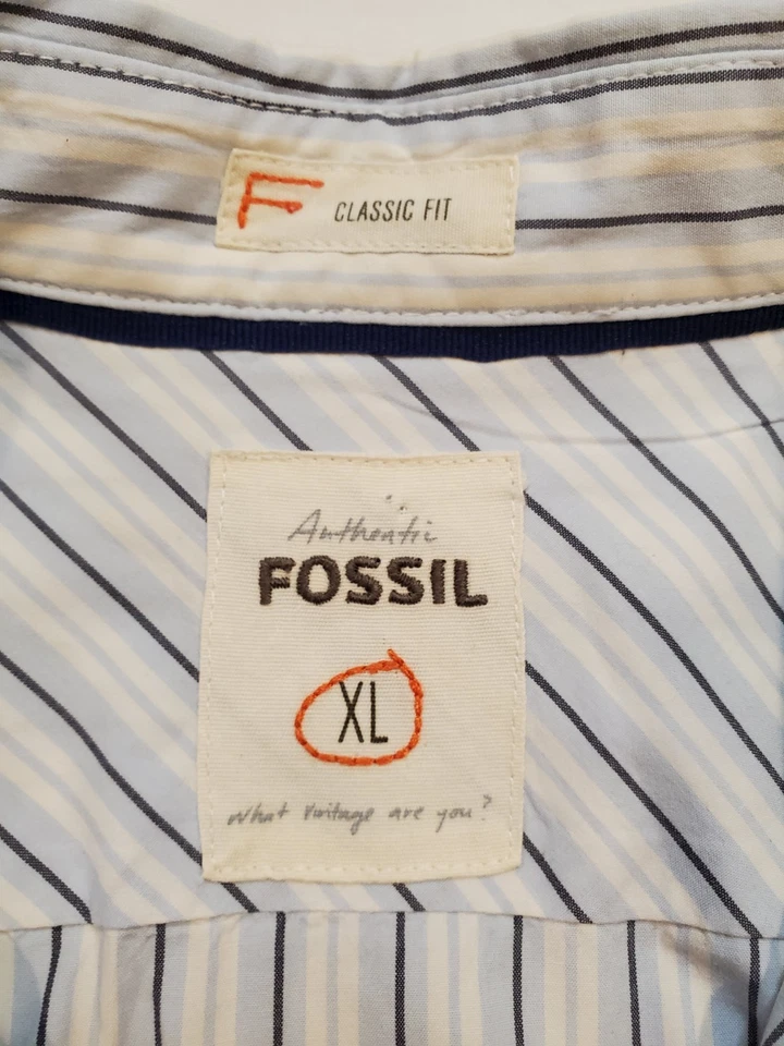 Fossil Shirt Men's XL Cotton Classic Fit Striped Button Up Casual Long Sleeve  - Image 3 of 4