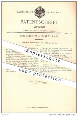 original Patent - Carl Schoepff , Frankfurt / Main , 1896 , Federhalter , Feder