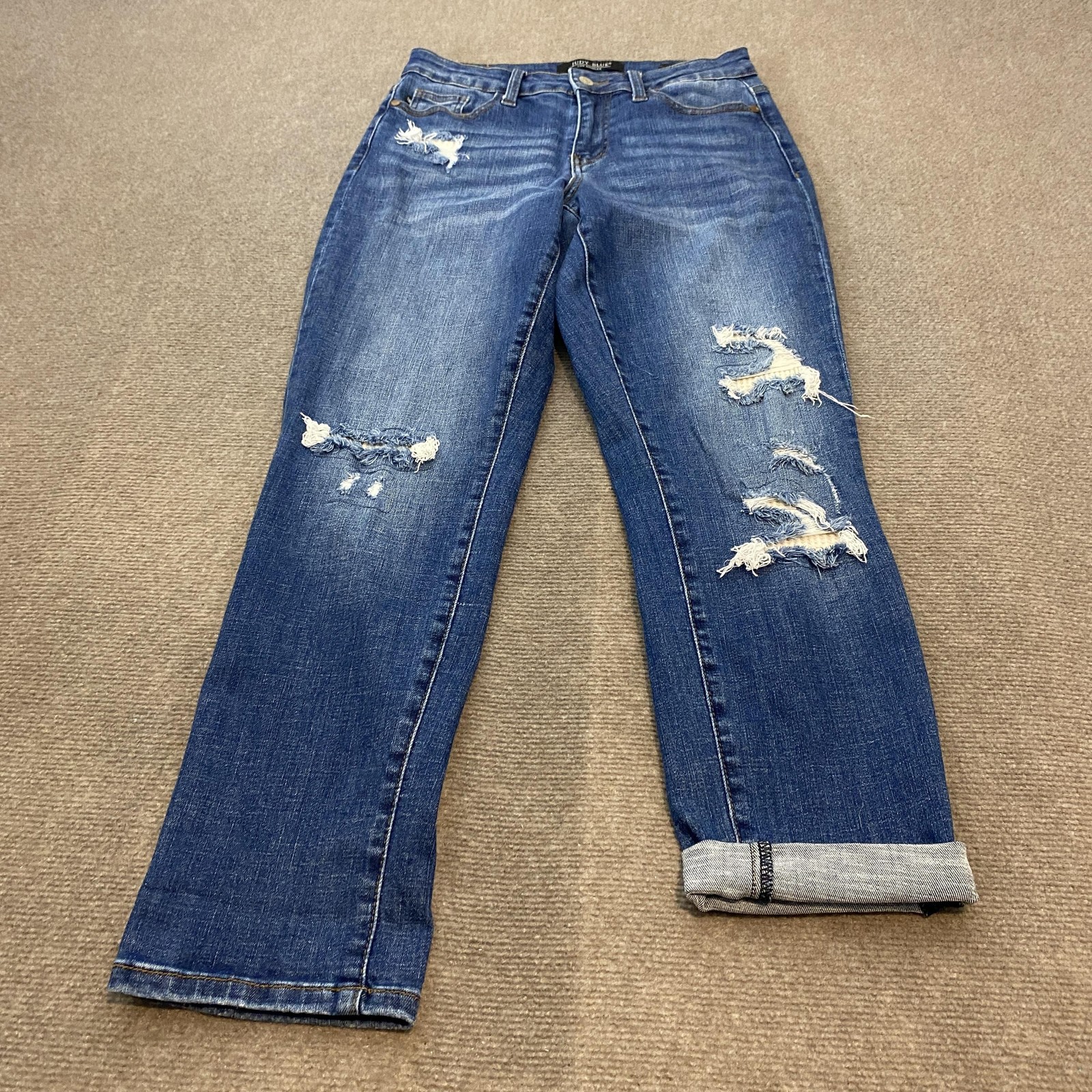 Judy Blue Boyfriend Jeans Womens 3/26 Mid Rise Distressed Stretch JB88306MD