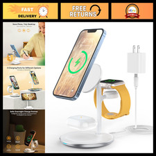 3-in-1 Magnetic Wireless Charging Station for Apple, 15W MagSafe Fast Charger