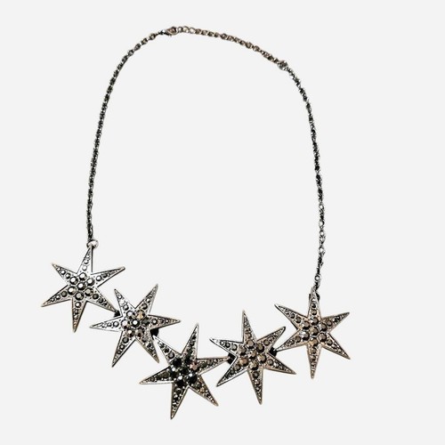 Gunmetal star necklace with rhinestones