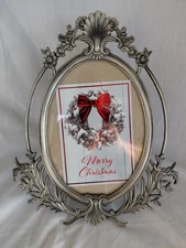 Pewter Look PICTURE FRAME Freestanding 14"×12" Beautiful