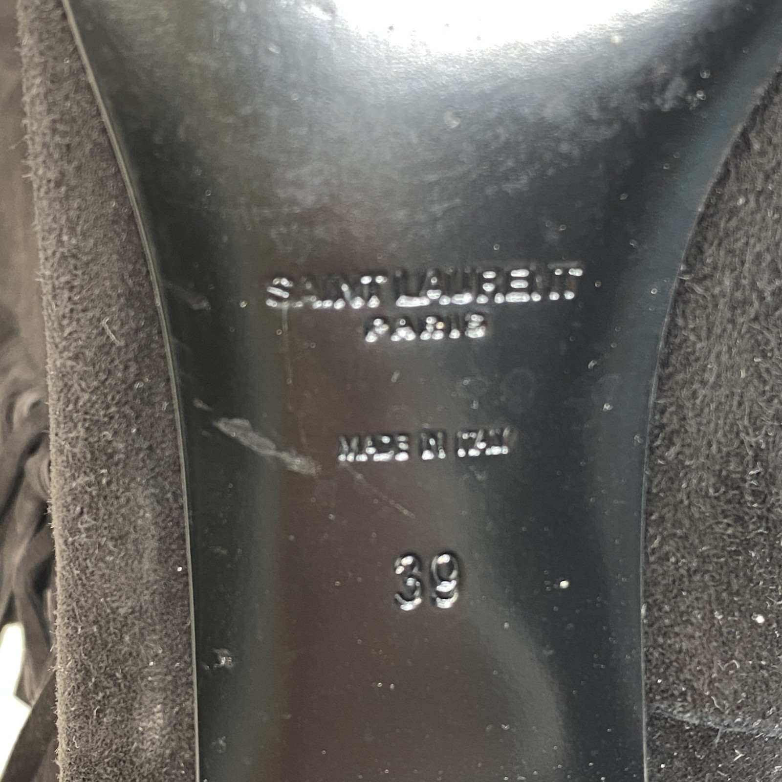 Saint Laurent OTK Fringe Trim Boots Black Suede Women's US 9 EUR 39 *PREOWNED* thumbnail 7