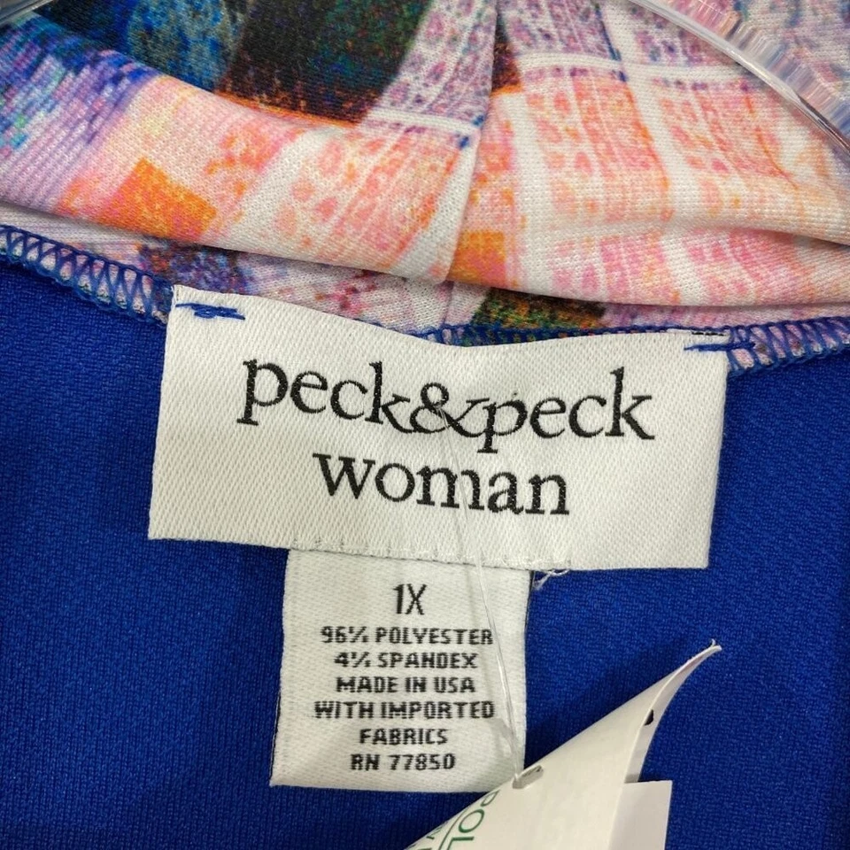 New Peck & Peck size 1X Colorful Open Draped 3/4 Sleeve Stretch Knit Jacket - Image 2 of 4