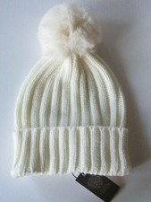 VINCE CAMUTO Beanie Faux Fur Pom Knit Hat One Size Ivory