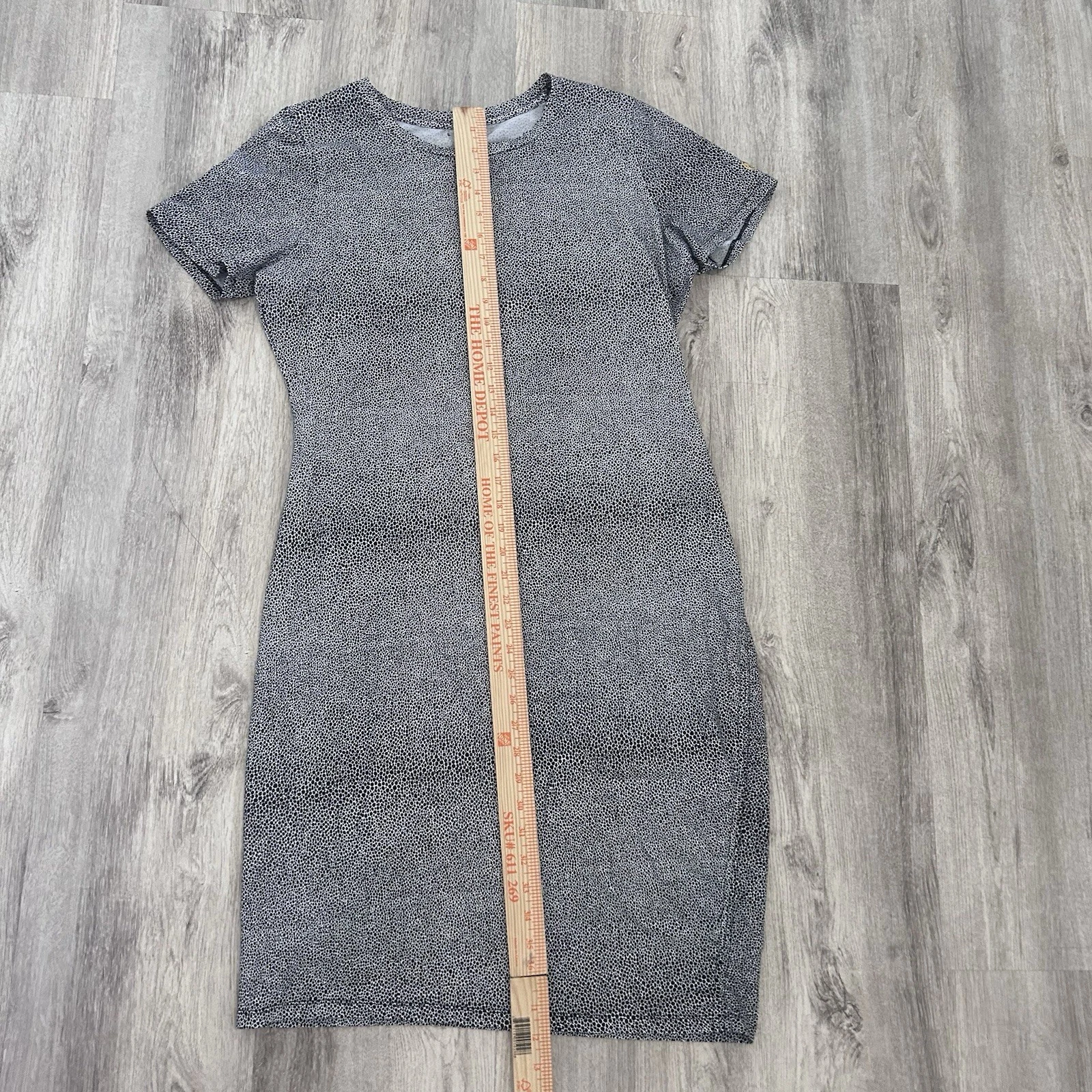 Michael Kors T Shirt Vestito Donna Taglia 2 Cotone Bianco e Nero Maculato Midi