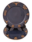 Frankoma King Ranch Navy Blue Set of 2 Dinner Plates 10.25 in Longhorn Pottery
