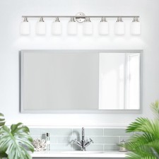 52" Modern 8 Lights Vanity Light Bathroom Mirror LED Wall Lamp Fixture Nickel UL