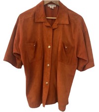 CELINE Vintage 70 s Orange Goat Leather Blous...