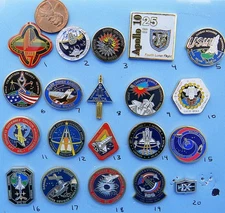NASA enamel PIN lot of 20 vtg ISS SPACE station SHUTTLE Gemini - Group D