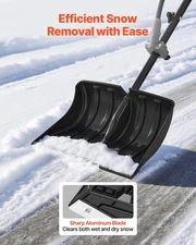 New Snow Shovel New Driveway, 18 in Wide Plastic Snow Shovel with Assist D-shap