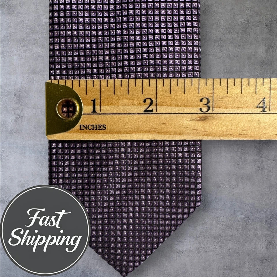 Corbata BOSS HUGO BOSS Corbata 100% Seda Hecha en ITALIA Geométrica Púrpura Foto 3 de 4