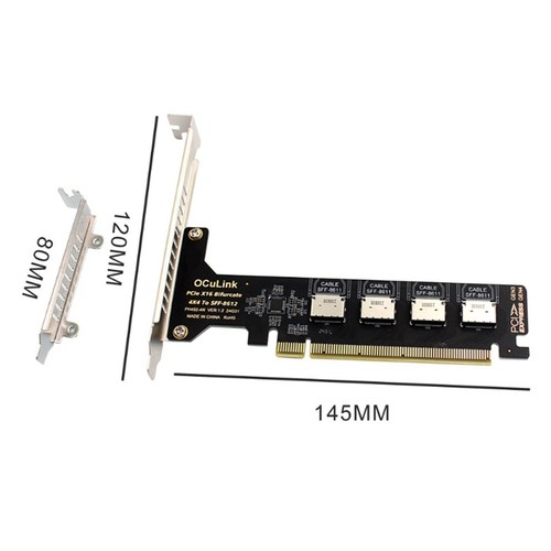 PCI-E X16 Split 4 Ports Oculink Erweiterungskarte SFF8611&8612 NVME PCIe So4013 - Photo 8/8